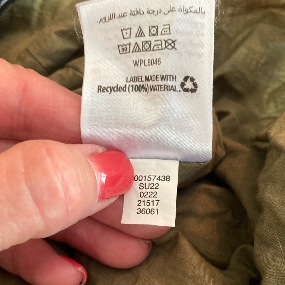 INC Dress- L Mini Olive Green Ruffle Hem Cotton with Waist Tie Boho Cottagecore - Picture 9 of 11